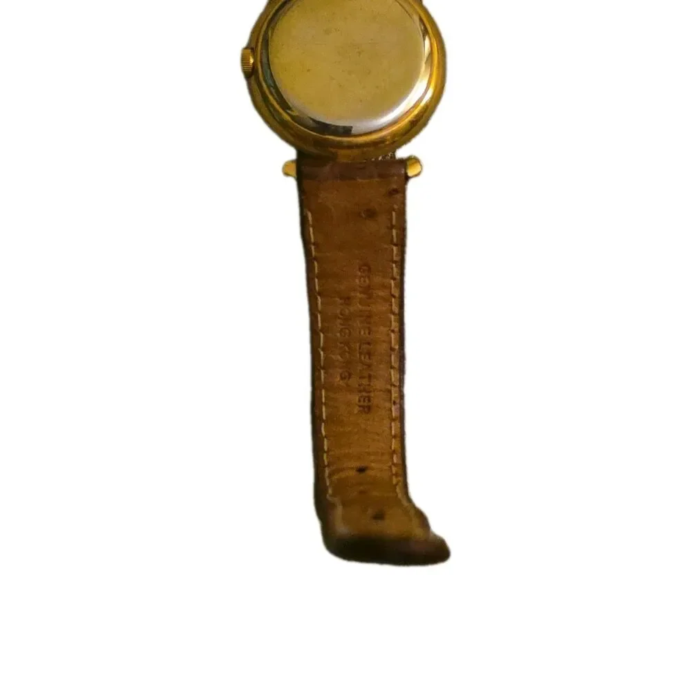 Vintage Fossil Women's Watch Gold Tone Abalone Mother of Pearl Dial Brown...